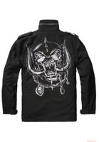 Giacca da campo Brandit Motörhead M65, nera, dal design distintivo.