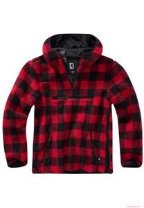 warmer Brandit Herren Teddyfleece Worker Pullover Rot Schwarz