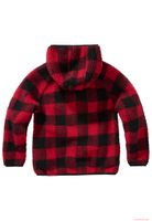 Giacca in pile caldo Brandit per bambini, con cappuccio, colore rosso e nero