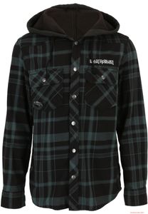 markantes Brandit Iron Maiden Checkshirt mit Kapuze Eddy Schwarz Grün