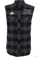 markantes Brandit Ozzy ärmelloses Checkshirt Schwarz Grau