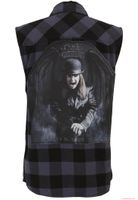 markantes Brandit Ozzy ärmelloses Checkshirt Schwarz Grau