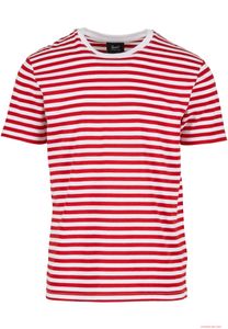 klassisches Brandit Jerseyshirt Stripe Tee Rot Weiß