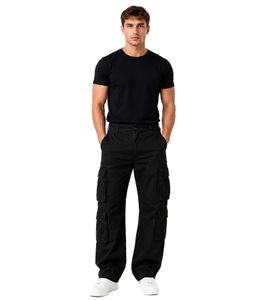 Pantaloni cargo da uomo Brandit Pure Vintage in cotone resistente – Pantaloni per outdoor e lavoro con 8 tasche (B1003-00007 Nero)