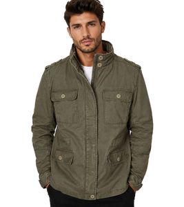 Chaqueta de campo Build Your Brand Britannia para hombre, de algodón con cuello alto y capucha, color verde oliva (B3116)