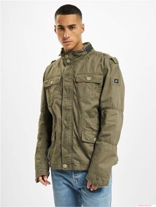 Chaqueta de campo Brandit Britannia para hombre, de algodón con cuello alto y capucha, color verde oliva (B3116)