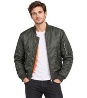 klassische Brandit MA1 Bomberjacke Herren Klassische Übergangsjacke mit wattiertem Innenfutter B3149 Olivgrün/Orange