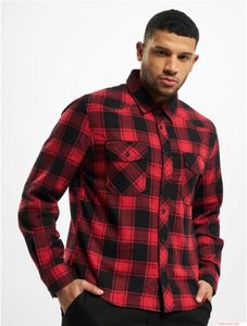 klassisches Brandit Checkshirt Flanell-Hemd Herren Holzfäller-Hemd Langarm B4002 Rot/Schwarz