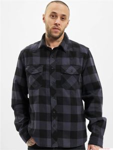 klassisches Brandit Checkshirt Flanell-Hemd Herren Holzfäller-Hemd Langarm B4002 Schwarz Grau