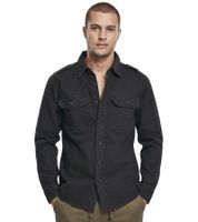 klassisches Brandit Vintage Langarm-Hemd Herren Shirt im Used Look Longsleeve B9373 Schwarz