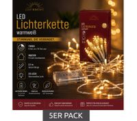 Pack ahorro de 5 – Guirnalda LED impermeable LICHTMOMENTE con temporizador, 2,2 m, 20 micro LED de luz blanca cálida, cable plateado