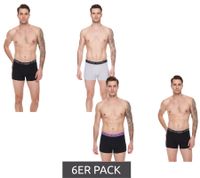 6er Sparpack Kappa Herren Boxershorts mit Marken Schriftzug und Logo Unterhose Schwarz/Violett Schwarz/Hellgrau