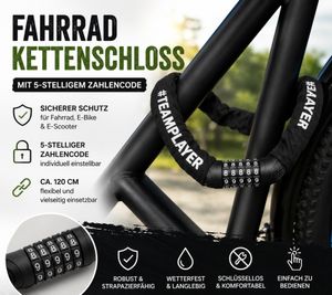 Antivol de vélo à combinaison 5 chiffres, accessoire vélo, env. 120 cm, A0008352, noir