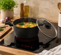 Mini pentola in alluminio Accademia Mugnano da 20 cm con coperchio in vetro – Antiaderente – Made in Italy – Nero