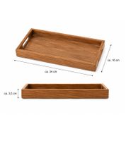Bellissimo vassoio in legno di mango con manici, tagliere in legno, vassoio per la colazione, 34 x 16 x 3,5 cm, 126840, marrone