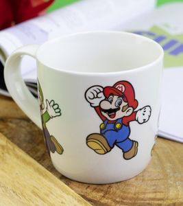 Taza de porcelana de SUPER MARIO con diseño detallado, 275 ml, blanca