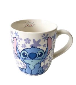 Taza de porcelana de Stitch, 275 ml, con diseño de Stitch, taza de café, accesorio de mesa, blanco/azul