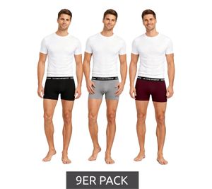 Confezione da 9 boxer Le Coq Sportif Basic da uomo, in cotone, grigio/bordeaux/nero