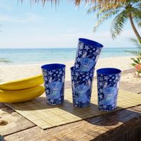 Lot de 4 gobelets Stitch, 350 ml, motif Stitch, gobelets réutilisables en plastique bleu