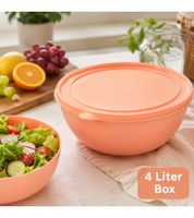 Praktische 4 Liter Frischhalte-Schüssel mit Deckel Runde Kunststoffschüssel zur Aufbewahrung von Lebensmitteln 2 Farben erhältlich Orange/Lila
