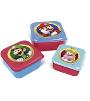 3er Set SUPER MARIO Brotdose mit detailreichem SUPER MARIO Motiv Lunchbox Aufbewahrungsdosen in den Größen S 300 ml, M 500 ml, L 800 Blau/Rot