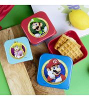 3er Set SUPER MARIO Brotdose mit detailreichem SUPER MARIO Motiv Lunchbox Aufbewahrungsdosen in den Größen S 300 ml, M 500 ml, L 800 Blau/Rot