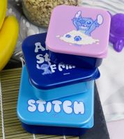 3er Set Stitch Brotdose mit Sitch-Motiv Lunchbox Aufbewahrungsdosen in den Größen S 300 ml, M 500 ml, L 800 Blau/Rosa