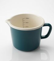 Klassischer KRÜGER Emaille-Milchtopf 1L 12 cm mit praktischem Ausguss & Literskala induktionsgeeignet Blau