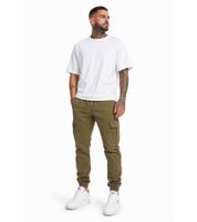 Comfortable URBAN CLASSICS men's cargo trousers made of pure cotton (320 g/m²) – ideal for everyday wear; available in grey, beige, khaki, or brown