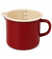 Classic KRÜGER Enamel Milk Pot (1L, 12 cm) with Practical Pouring Spout & Liter Scale – Induction-Compatible (Blue and Red)