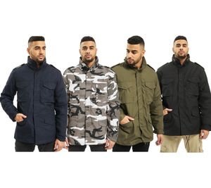 klassische Build Your Brand M65 Herren US-Feldjacke mit separater Innenjacke Baumwoll-Jacke in Navy-Blau, Grau/Schwarz/Weiß, Oliv-Grün und Schwarz 