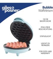 giles & posner Bubble-Waffeleisen mit PFAS-freie Antihaftbeschichtung Bubble-Waffelautomat 750W EK6663GSBLVDE Blau