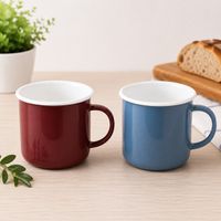 Tazza in smalto classica KRÜGER 350 ml, 8 cm – Resistente tazza in acciaio smaltato – Resistente al calore – Idonea al contatto con alimenti – Blu petrolio/Bianco o Bordeaux/Bianco