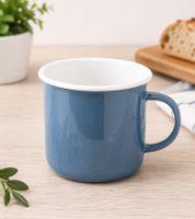 Tazza in smalto classica KRÜGER 350 ml, 8 cm – Resistente tazza in acciaio smaltato – Resistente al calore – Idonea al contatto con alimenti – Blu petrolio/Bianco o Bordeaux/Bianco