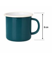Tazza in smalto classica KRÜGER 350 ml, 8 cm – Resistente tazza in acciaio smaltato – Resistente al calore – Idonea al contatto con alimenti – Blu petrolio/Bianco o Bordeaux/Bianco