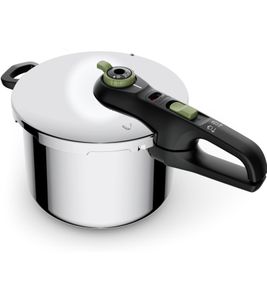 Tefal Secure Trendy Schnellkochtopf 6L mit 2-Stufen-Garregler Intensivstufe 117°C Schonstufe 112°C Induktions-Kapselboden für alle Herdarten Edelstahl-Top P2580703 Silber