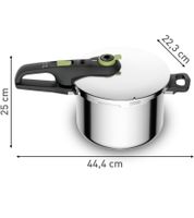 Tefal Secure Trendy Schnellkochtopf 6L mit 2-Stufen-Garregler Intensivstufe 117°C Schonstufe 112°C Induktions-Kapselboden für alle Herdarten Edelstahl-Top P2580703 Silber