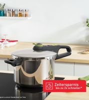 Tefal Secure Trendy Schnellkochtopf 6L mit 2-Stufen-Garregler Intensivstufe 117°C Schonstufe 112°C Induktions-Kapselboden für alle Herdarten Edelstahl-Top P2580703 Silber