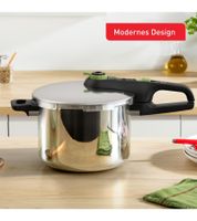Tefal Secure Trendy Schnellkochtopf 6L mit 2-Stufen-Garregler Intensivstufe 117°C Schonstufe 112°C Induktions-Kapselboden für alle Herdarten Edelstahl-Top P2580703 Silber