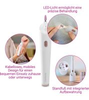 Set eléctrico de manicura y pedicura medisana MP 900 con 5 accesorios y luz LED de precisión para una visibilidad óptima y una aplicación precisa (85156, blanco)