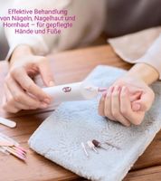 Set eléctrico de manicura y pedicura medisana MP 900 con 5 accesorios y luz LED de precisión para una visibilidad óptima y una aplicación precisa (85156, blanco)