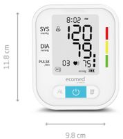 Misuratore di pressione arteriosa da braccio ecomed by medisana BU-95E con lettura di pressione sistolica e diastolica, pulsazioni, data e ora, misuratore di pressione digitale 23206 bianco