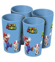 Caja de regalo de Super Mario con 9 artículos para fans: 4 vasos, 1 taza de porcelana, 3 loncheras y 1 tabla de desayuno