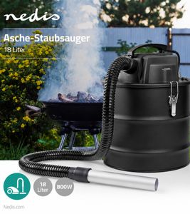 Aspiracenere senza sacco Nedis con filtro HEPA, contenitore da 18 litri, 800 W, VCAC118BK, nero