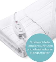 sanitas SWB 26 Wärmeunterbett aus weichem Vlies mit praktischen Fixierungsbändern 3 beleuchtete Temperaturstufen 150 x 80 cm Weiß
