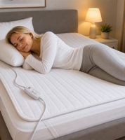 sanitas SWB 26 Wärmeunterbett aus weichem Vlies mit praktischen Fixierungsbändern 3 beleuchtete Temperaturstufen 150 x 80 cm Weiß