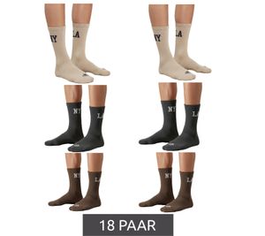 18 pares de calcetines de media felpa de caña alta para hombre de SCOTCH & SODA, calcetines casuales y de negocios, tallas 41-46 (UE) - Marrón, Beige, Gris Oscuro