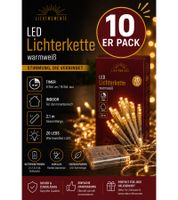 10-Pack Waterproof LICHTMOMENTE LED Wire String Lights with Timer Function – 2.2 Meters, 20 Warm White Micro-LEDs (Silver, Model 9845248)