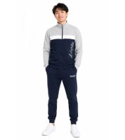 Completo da casa da uomo Australian Homewear: felpa in cotone e pantaloni da jogging con logo AF73, grigio melange/blu scuro/bianco