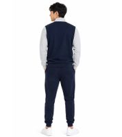 Completo da casa da uomo Australian Homewear: felpa in cotone e pantaloni da jogging con logo AF73, grigio melange/blu scuro/bianco
